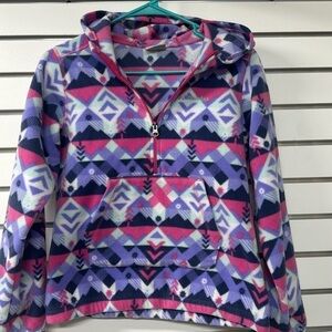 Columbia multicolored pastel kids fleece hooded‎ pullover size large 14/16